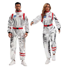 (M, rood) Yixiaoyi Astronaut Kostuum Ruimtepak Halloween Cosplay Jumpsuit voor Mannen en Vrouwen Rondtrekkende Aarde Outfit