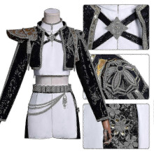 (Rumi zonder pruik, XL) Kpop Demon Hunters Rumi Cosplay Kostuum Set Halloween Feest Verkleedkostuum voor Dames Zwart _a