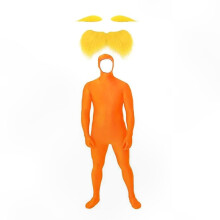 (Adulto 190 cm) Conjunto de cosplay de mandarina para Halloween con bigote, barba, cejas y body con la cara descubierta para fiestas.