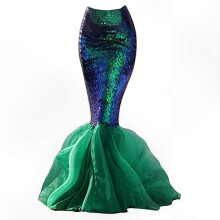 (S) Falda de sirena brillante para mujer - Disfraz de fantasía para Halloween y eventos de disfraces