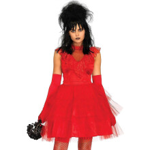 (L, rood) Lydia Deetz Cosplay Jurk Mesh Jurk Halloween Kostuum Toneel Trouwoutfit Sexy Rode Jurk
