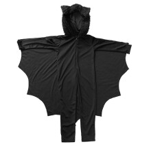 (S, Zwart) Kinderkostuum: vampier vleermuis, kindercarnaval, Halloween, cosplay, accessoire: vleermuis hoodie, romper, jumpsuit, zwart, maat L
