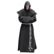 (XXXL, Blue) S-5xl Renaissance Monk Clergy Habit Scapular Friar Costume Religious Saint Gown Robe Men Priest Hood Cowl Halloween Outfit