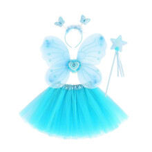 (Blue A) 4Angel Butterflies Wing Magic-Wand Headband Tutu-for Dance Birthday Party Fairy Princess Costume Halloween Cosplay Prop