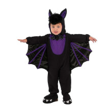 (Kinder 130-140 cm, Schwarz) Kinder Vampir-Fledermauskostüm, schwarz, niedlich, Halloween-Kostüm für Kleinkinder, Fledermaus-Kapuzenoverall