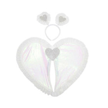 (White) Angel Wings Costumes Heart Fairy Wings with Ears Headband Halloween Costumes