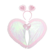 (Pink) Angel Wings Costumes Heart Fairy Wings with Ears Headband Halloween Costumes