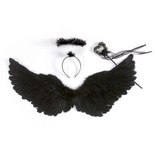 (Medium angel) Headband Fairy Wing Magic Wand Red Fork Halloween Demon/Fairy Costume Cosplay