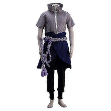 (Bambini 130, Stile cerniera) Costume da cosplay di Naruto Uchiha Sasuke per Halloween, spettacolo anime.