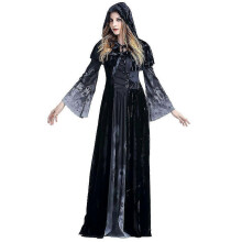 (S, Adulto) Disfraz de Halloween de la Parca, túnica larga, esqueleto, vampiro, disfraz de terror para cosplay.