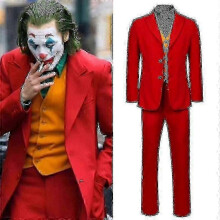 (Without wig, 110 cm) Joker Cosplay Costume - Full Set Arthur Fleck Movie Joker Fancy Dress compatible with Men and Kids, Halloween Carnival Costume
