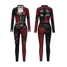 (S) Women Harley Quinn Costume Classic Harley Quinn Halloween Cosplay Costume Jumpsuit