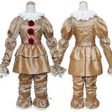 (Oro, Niños 150cm) Disfraz de payaso para cosplay, mono de Halloween, disfraces de payaso de terror para hombres, mujeres y niños.