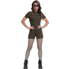 (XL) Pilotenoverall voor dames, vliegpak, Halloween-, carnavals- en feestkostuum, rollenspelkostuum