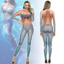 (S, style 3) Womens 3d Mermaid Print Jumpsuit Bodysuit Halloween Carnival Cosplay Costumes