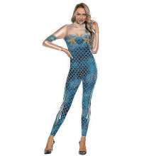 (S, style 2) Womens 3d Mermaid Print Jumpsuit Bodysuit Halloween Carnival Cosplay Costumes