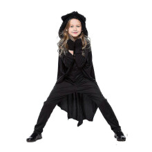 (L) Halloween-Kostüm für Mädchen: Fledermaus-Cosplay-Vampir-Overall mit Reißverschluss und Handschuhen