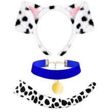 (blue 1) 3Pcs Halloween Dog Costume Set for Kid Adult Cosplay, Halloween Dog Costume Accessories with Headband, Tail, Dog Collar