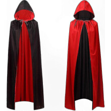 (150 cm, Rojo negro) Elegante capa reversible para adultos y niños: perfecta para disfraces de vampiro, bruja, mago, Halloween, Navidad y Pascua.