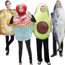 (Toast) Couple Pizza Croissant Donut Strawberry Avocado Tuna Toast Fancy Dress Costume 2023 Food Halloween Costume For Adult