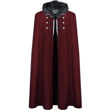 (M, A) Vanguard Mittelalterlicher König Krieger Kampfumhang Halloween Kostüm Kapuzenwollumhang Street Style