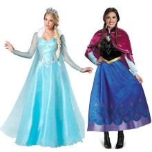 (S, Elsa) Adult Anna & Princess Elsa Christmas Cos Fancy Dress Suit Halloween Costume cosplay