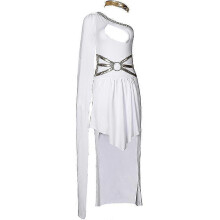 (S, White) Sexy Lady Carnival Ancient Greek Goddess Athena Costume Stage Show Cosplay Halloween Fancy Party Dress