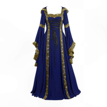 (SG, Azul) Vestido gótico medieval para mujer - Disfraz para feria renacentista, vestido de Halloween, tallas S-5XL