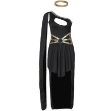 (L, Black) Sexy Lady Carnival Ancient Greek Goddess Athena Costume Stage Show Cosplay Halloween Fancy Party Dress