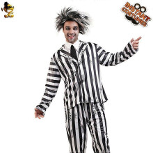 (XS, Men) Halloween Adults Women's And Men's Striped Clown Cosplay Stage Performance Costumes Jumpsuits