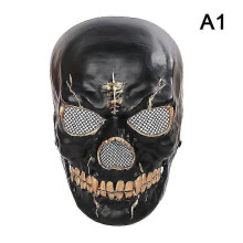 (1 Stück, A1) 1 Stück Halloween-Totenkopfmaske mit beweglichem Mund, Cosplay-Horror-Skelett-Killer-Dämonen-Plastikhelm, Spukhaus-Party-Kostüm