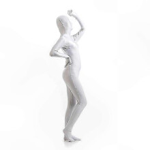 (METRO, Blanco) Mono de cuerpo completo de spandex para adultos - Disfraz unisex para Halloween y eventos