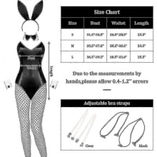 (XL, White and Black) Feminine Bunny Costume Bodysuit with Lingerie Detail and Tail for Halloween or Christmas Role Play