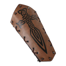 (Knife Crest Bracers) Medieval Belt Leather Arm Guards Arm Bracers Knight Arm Gauntlets Halloween Renaissance Accessories for Men Knife Crest Bracers