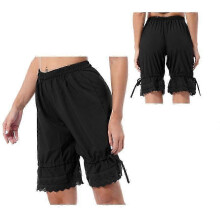 (XL, black) Vintage Underwear Shorts Lady Girl Ruffle Bow Bloomers Pants Historical Halloween Cosplay Costume