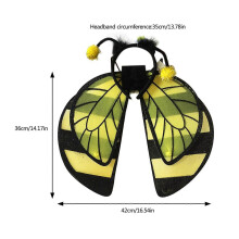 (No headband) Halloween Wing Bees Wing with Headwear Set Bees Costume Set Butterfly Wing Insect Wing Bees Headband