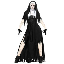 (XL, Zwart) Kostuums Cosplay Halloween Vrouwelijke Non Zombie Kostuum Vampier Demon Kostuum Prediker Geestelijke Jurk Volwassen Zombie Kostuum