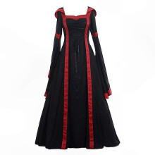 (3XL, Zwart) Middeleeuwse gotische jurk voor dames - Renaissance festival kostuum, Halloweenjurk, S-5XL