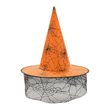 (Orange) Skin-friendly Satin Witch Hats Handmade for Halloween DIY Hair Accessories Crafts Halloween Carnival Party Supplies Orange