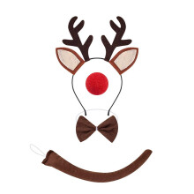 (Four pieces of felt) 1/3/4/5Pcs Reindeer Costume for Kids Reindeer Ears Headband Tail Bowtie Tail Nose Tutu Skirt Animal Cosplay Accessories