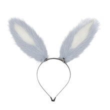 (Blue and white chirp) Lovely Rabbits Ears Hairband Plush Tail Rabbits Tail for Carnivals Party Animal Tail Halloween Cosplay Accessories