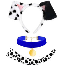 (blue2) 3Pcs Halloween Dog Costume Set for Kid Adult Cosplay, Halloween Dog Costume Accessories with Headband, Tail, Dog Collar