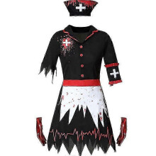 (L, Un disfraz) Disfraz de enfermera zombi vampírica para mujer adulta, uniforme de terror, vestido de chica elegante, ropa para Halloween y carnaval