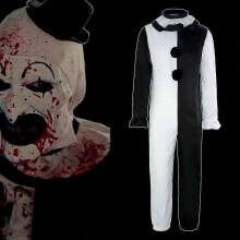 (S) Adult Halloween Terrifier Costume Art The Clown Cosplay Jumpsuit Party Horror Movie Killer Clown Fancy Dress Up