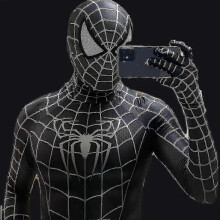 (XXXL, Afneembare kap) Halloween herenkostuum: zwart Remy Spiderman cosplaykostuum, Venom Symbiote Remy pak/bodysuit voor volwassenen