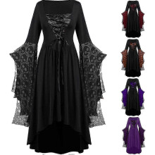 (Klein, Schwarz) APIVOE Halloween-Kostüme Damen 2024 Spitze Plus Size Renaissance Kleid Halloween Ballkleid für Erwachsene Korsett Gothic Kleidung
