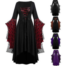 (Small, Wine) APIVOE Halloween Costumes Woman 2024 Lace Plus Size Renaissance Dress Halloween Adult Ball Gown Dresses Corset Gothic Clothes