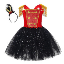 (XL, SL237) Circusdirecteurkostuum voor meisjes, Halloween cosplayjurk, prinsessenjurk met hoofdband, pailletten tutu-jurk voor kinderen
