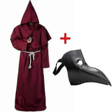 (Grijs pak, XL) Pestdokterskostuums, Pestdoktersmasker, Halloween, Middeleeuwse capuchon, Cosplaymasker, Feest, Halloweenkostuums, Steampunkmasker