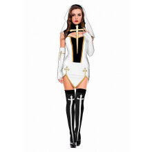 (3XL, Blanco) Disfraz de Halloween con temática religiosa para fiestas, traje de cosplay para mujer